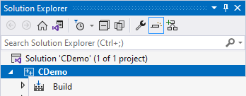 Visual Studio's Solution Explorer with the top of the solution's context menu