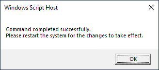 Dialog box shown by SLMGR asking for a reboot after uninstalling a Windows Server product key.